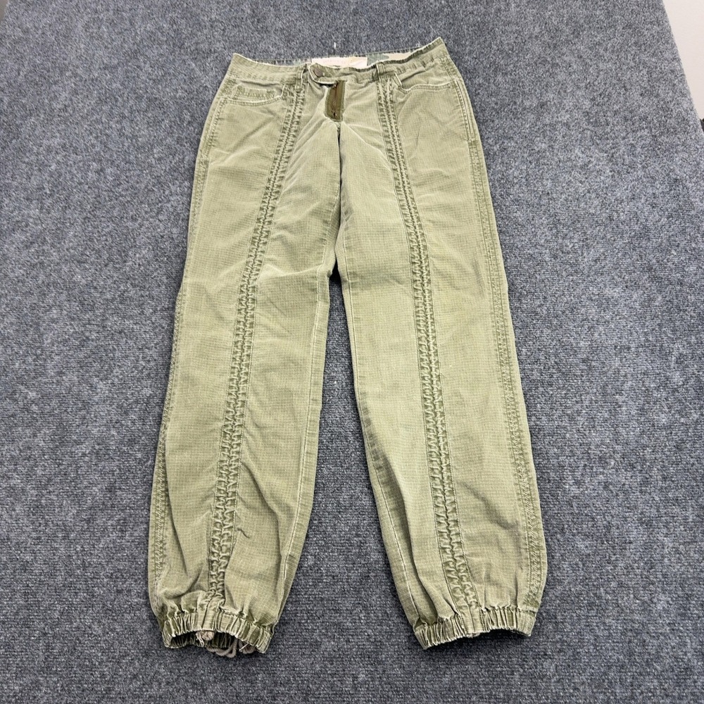 Vintage Bongo Pants Womens 7 Green Cotton Ripstop Elastic Hem Y2K Gorpcore Style